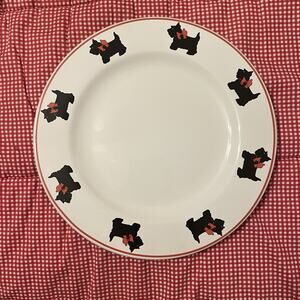 Cook Line Paris 11" Plate Scottish Terriier Scottie Dog Black Red Cream Party